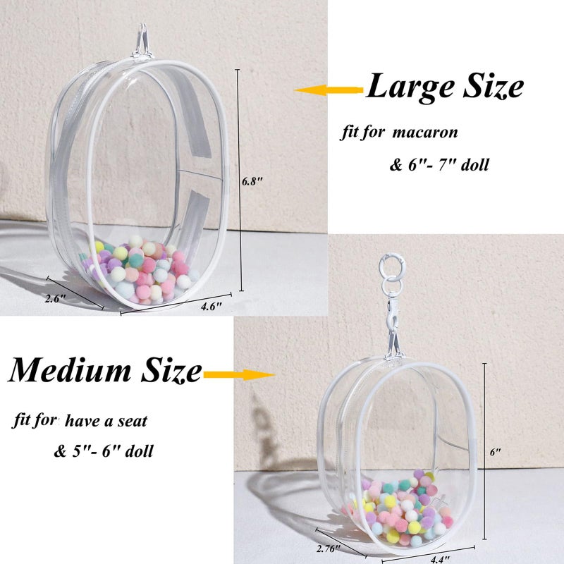 Yushen Large Doll Carrying Case for 18cm Plushies  Clear Figure Display Bag with Keychain  7in Doll Carrying Case Keychain Pouch Charms for Collectibles - Image 4